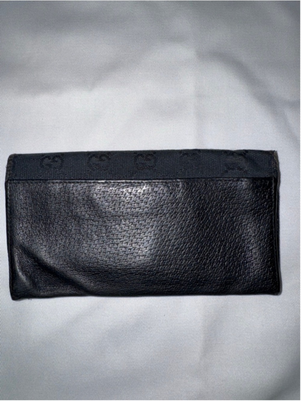 Gucci Black GG Canvas Wallet Bifold Long Wallet Monogram Leather Trim - Picture 3 of 9